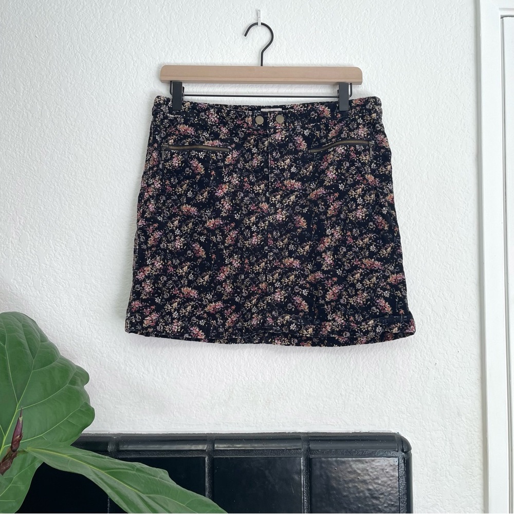 Corduroy Floral Mini Skirt